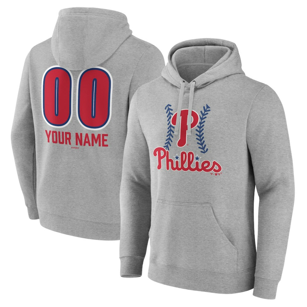 Philadelphia Phillies Personalized Name & Number Fastball Pullover Hoodie - Gray - MLB Sale