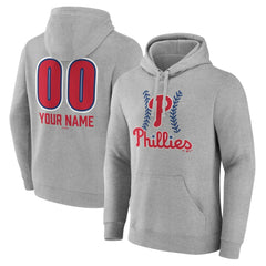 Philadelphia Phillies Personalized Name & Number Fastball Pullover Hoodie - Gray - MLB Sale