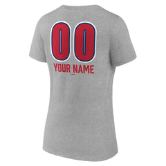 Philadelphia Phillies Women's Personalized Name & Number Fastball V-Neck T-Shirt - Gray - MLB Discount