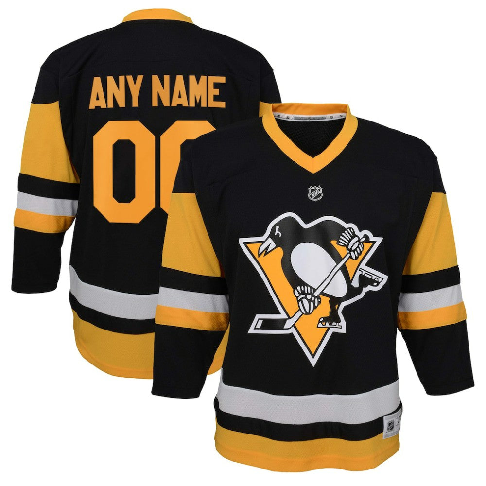Pittsburgh Penguins Youth Home Replica Custom Jersey - Black - NHL 201253608