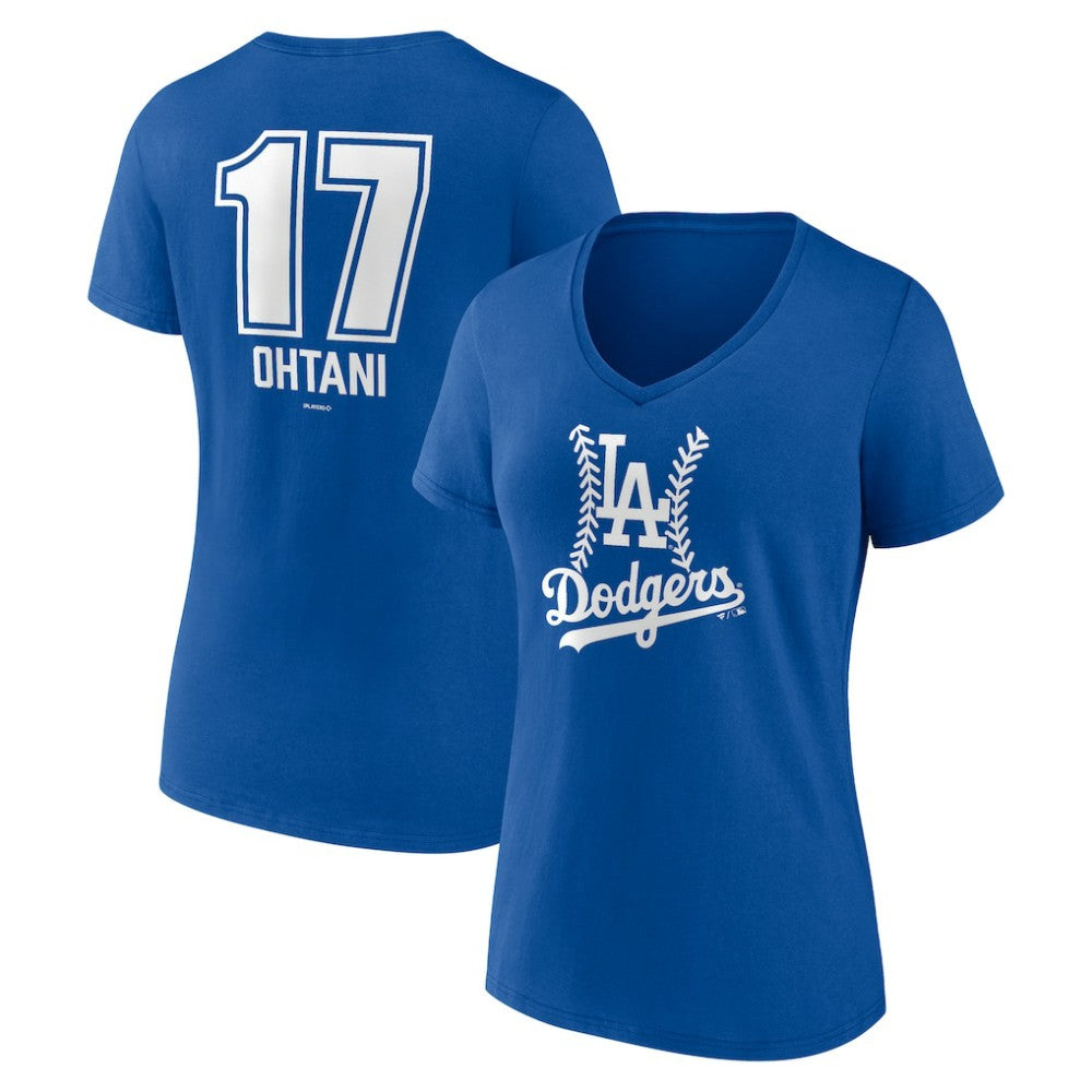 Shohei Ohtani Los Angeles Dodgers Women's Fastball Player Name & Number V-Neck T-Shirt - Royal - MLB Online