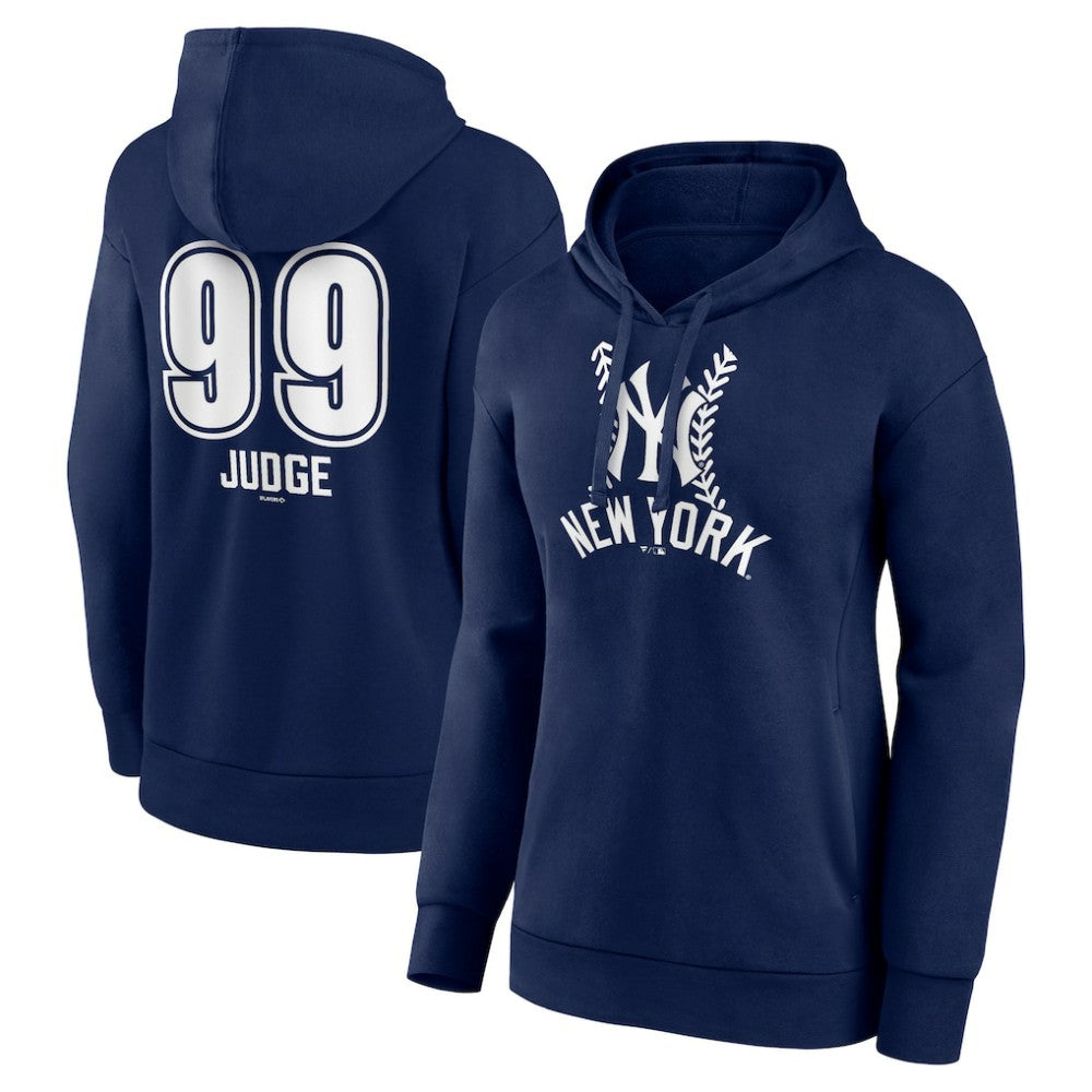 Aaron Judge New York Yankees Women's Fastball Player Name & Number Pullover Hoodie - Navy - MLB Lifestyle