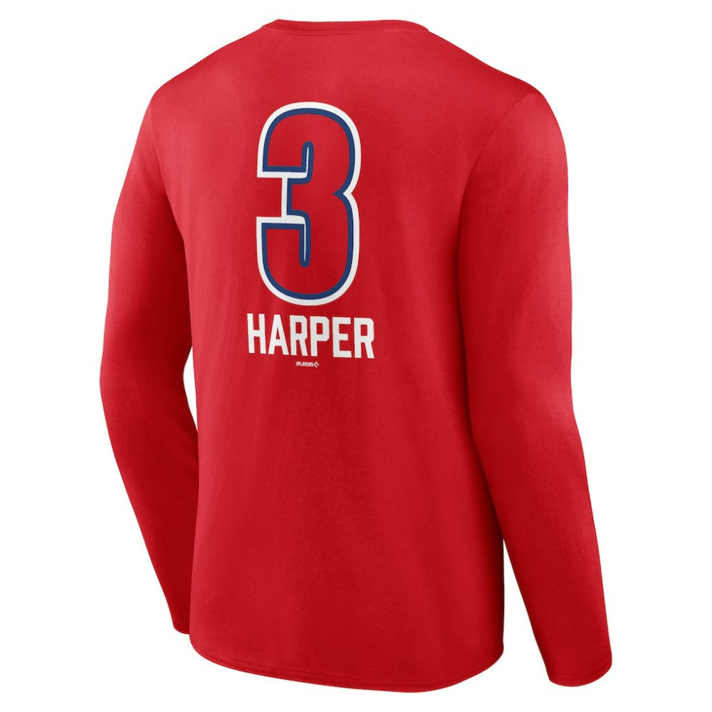 Bryce Harper Philadelphia Phillies Fastball Player Name & Number Long Sleeve T-Shirt - Red - MLB Online