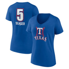 Corey Seager Texas Rangers Women's Fastball Player Name & Number V-Neck T-Shirt - Royal - MLB Lifestyle