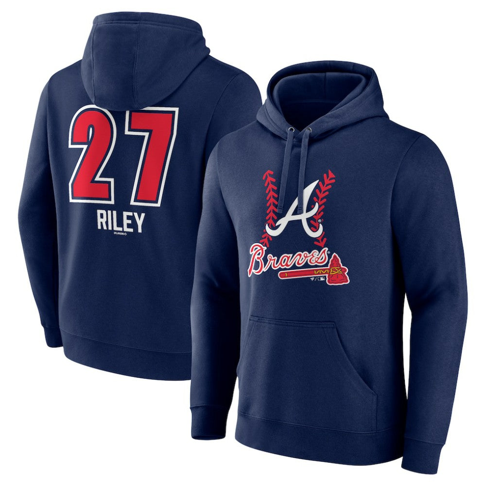 Austin Riley Atlanta Braves Fastball Player Name & Number Pullover Hoodie - Navy - MLB Online