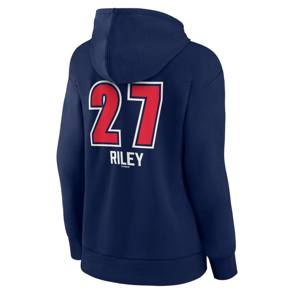 Austin Riley Atlanta Braves Women's Fastball Player Name & Number Pullover Hoodie - Navy - MLB Sale
