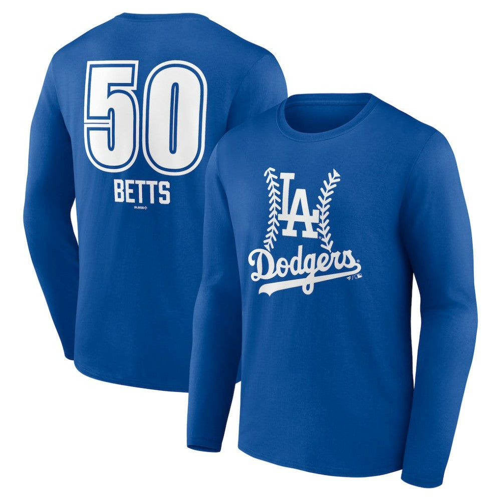 Mookie Betts Los Angeles Dodgers Fastball Player Name & Number Long Sleeve T-Shirt - Royal - MLB Lifestyle