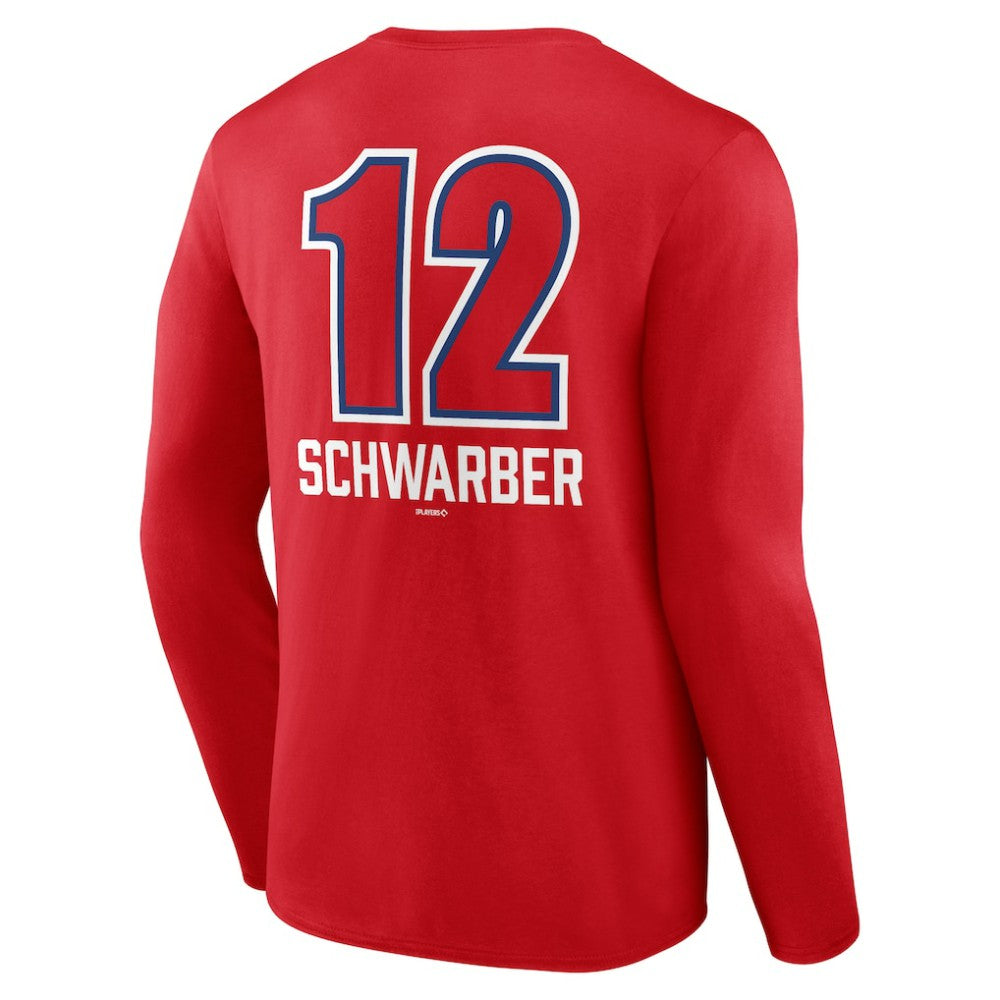 Kyle Schwarber Philadelphia Phillies Fastball Player Name & Number Long Sleeve T-Shirt - Red - MLB Sale