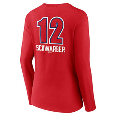 Kyle Schwarber Philadelphia Phillies Women's Fastball Player Name & Number Long Sleeve V-Neck T-Shirt - Red - MLB Discount