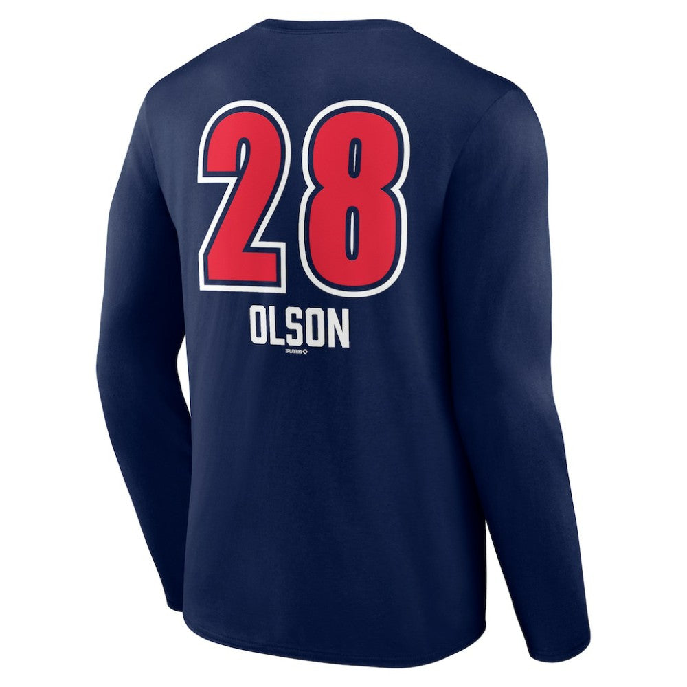 Matt Olson Atlanta Braves Fastball Player Name & Number Long Sleeve T-Shirt - Navy - MLB on Sale