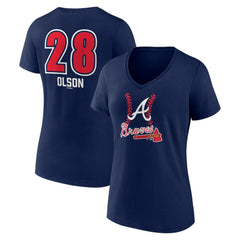 Matt Olson Atlanta Braves Women's Fastball Player Name & Number V-Neck T-Shirt - Navy - MLB Discount