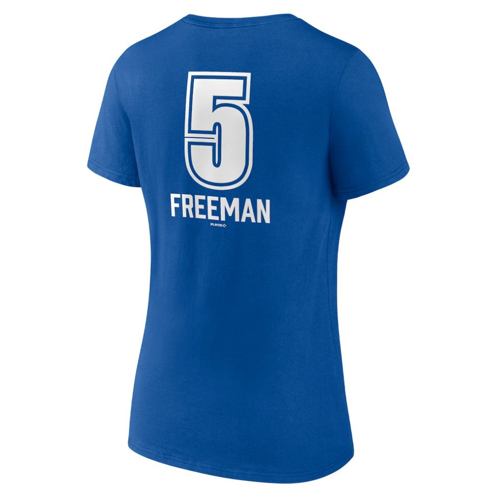Freddie Freeman Los Angeles Dodgers Women's Fastball Player Name & Number V-Neck T-Shirt - Royal - MLB Discount