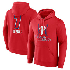 Trea Turner Philadelphia Phillies Fastball Player Name & Number Pullover Hoodie - Red - MLB Online