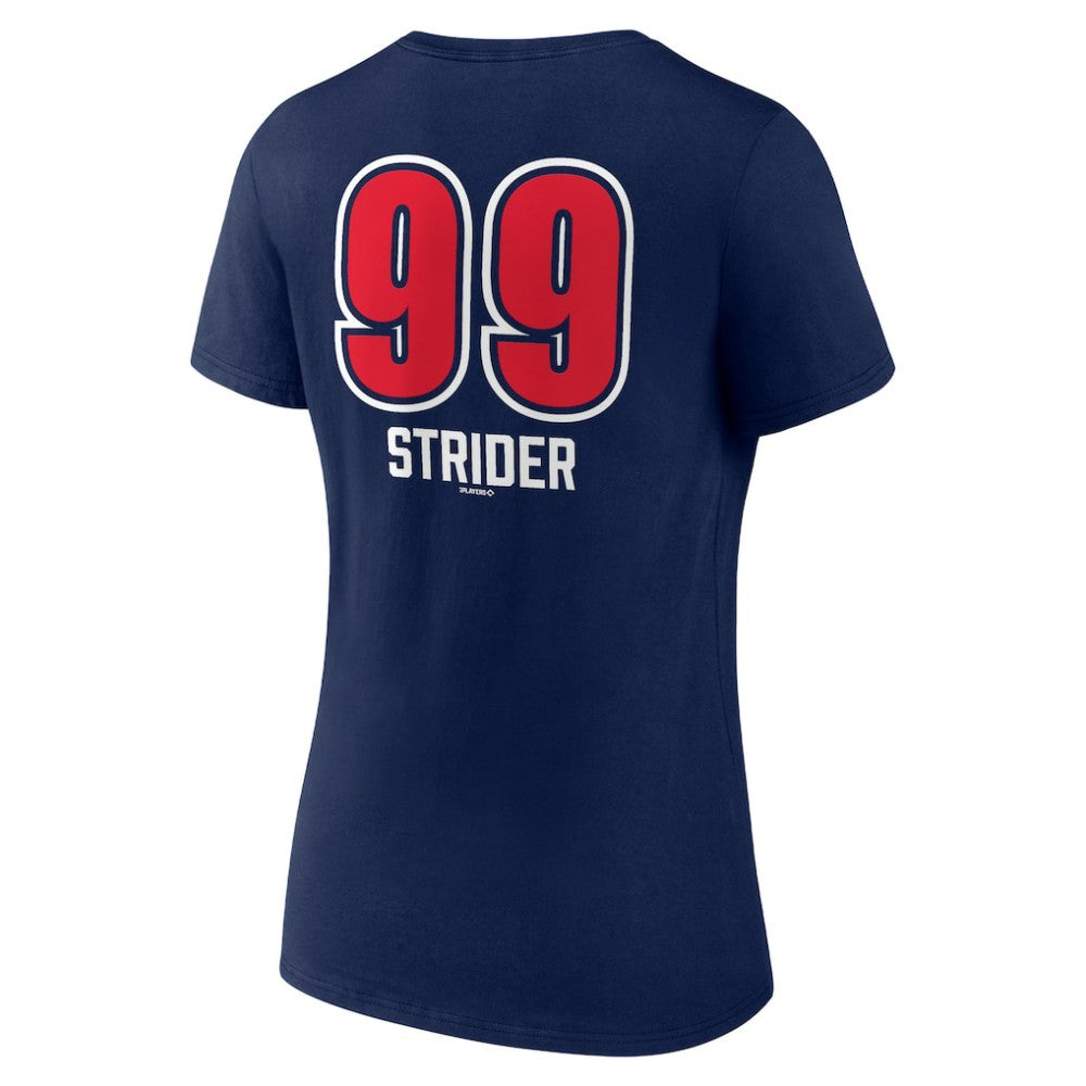Spencer Strider Atlanta Braves Women's Fastball Player Name & Number V-Neck T-Shirt - Navy - MLB Online