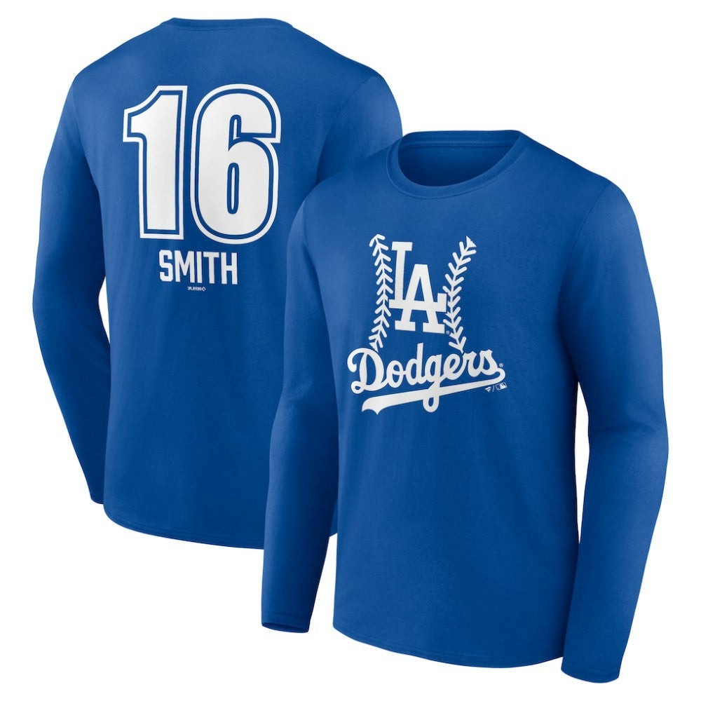 Will Smith Los Angeles Dodgers Fastball Player Name & Number Long Sleeve T-Shirt - Royal - MLB on Sale