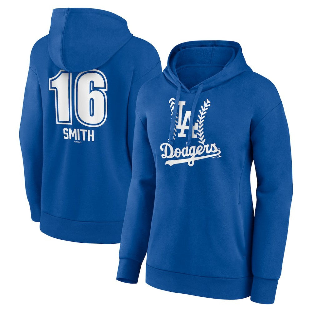 Will Smith Los Angeles Dodgers Women's Fastball Player Name & Number Pullover Hoodie - Royal - MLB Discount