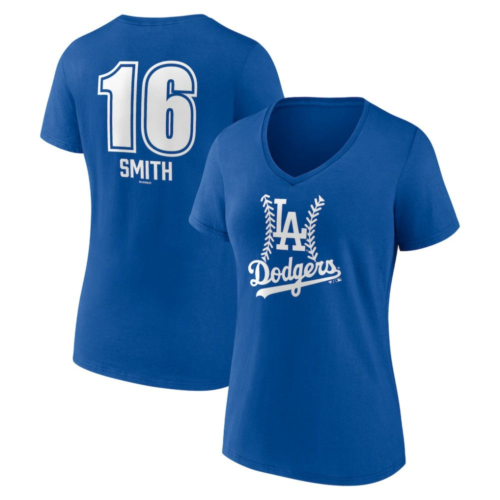 Will Smith Los Angeles Dodgers Women's Fastball Player Name & Number V-Neck T-Shirt - Royal - MLB on Sale