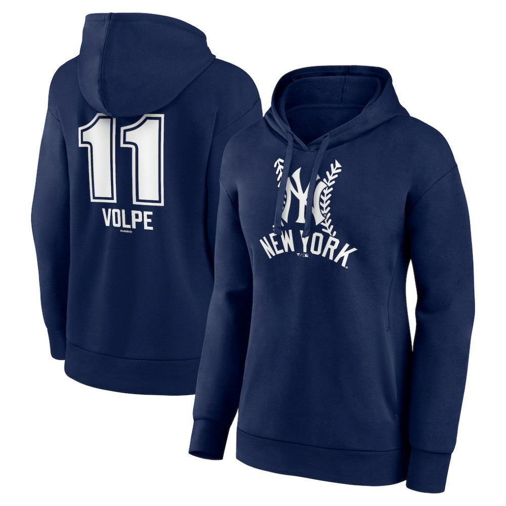Anthony Volpe New York Yankees Women's Fastball Player Name & Number Pullover Hoodie - Navy - MLB Sale