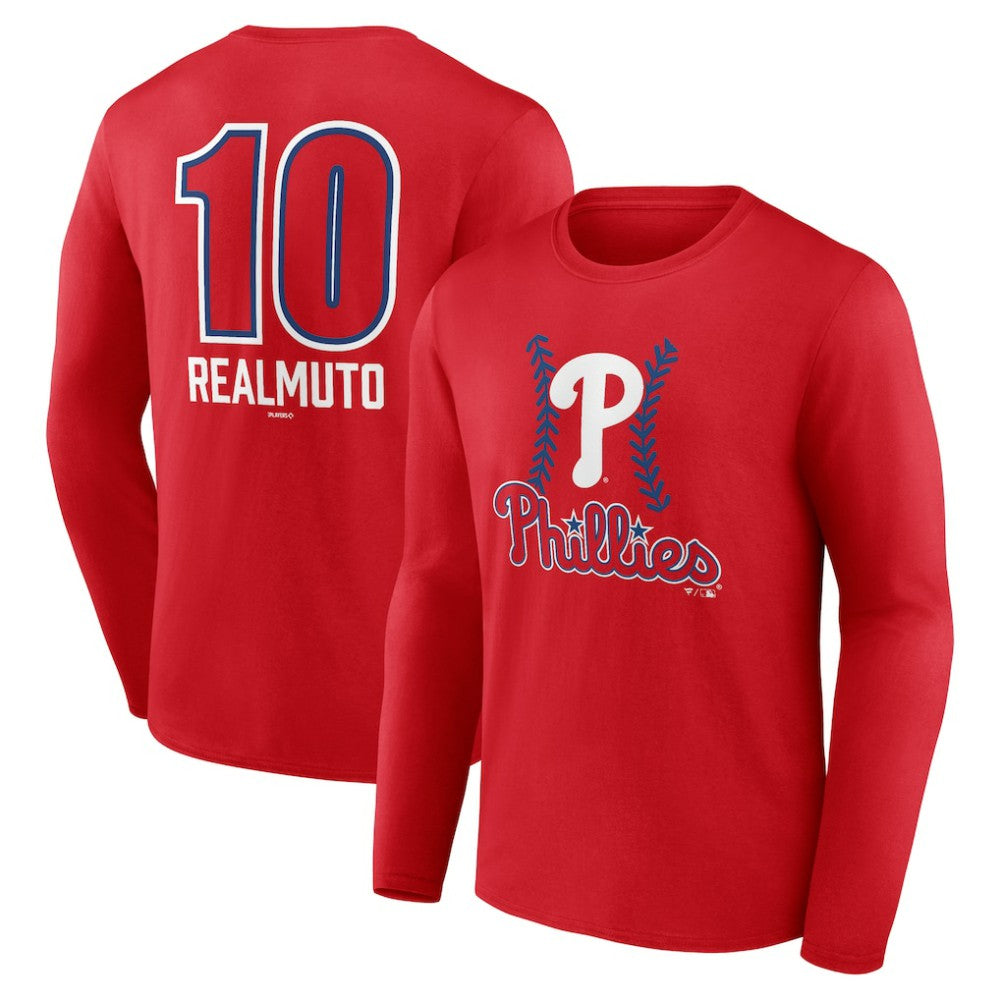 J.T. Realmuto Philadelphia Phillies Fastball Player Name & Number Long Sleeve T-Shirt - Red - MLB Lifestyle