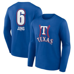 Josh Jung Texas Rangers Fastball Player Name & Number Long Sleeve T-Shirt - Royal - MLB Online