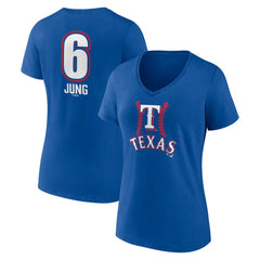 Josh Jung Texas Rangers Women's Fastball Player Name & Number V-Neck T-Shirt - Royal - MLB Lifestyle