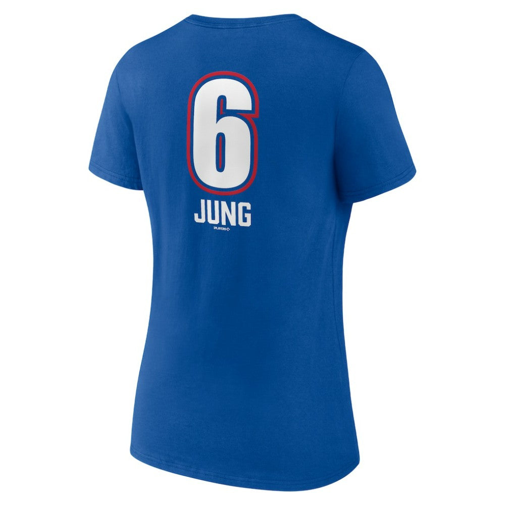 Josh Jung Texas Rangers Women's Fastball Player Name & Number V-Neck T-Shirt - Royal - MLB Lifestyle