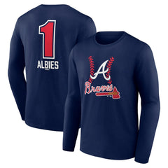 Ozzie Albies Atlanta Braves Fastball Player Name & Number Long Sleeve T-Shirt - Navy - MLB Lifestyle