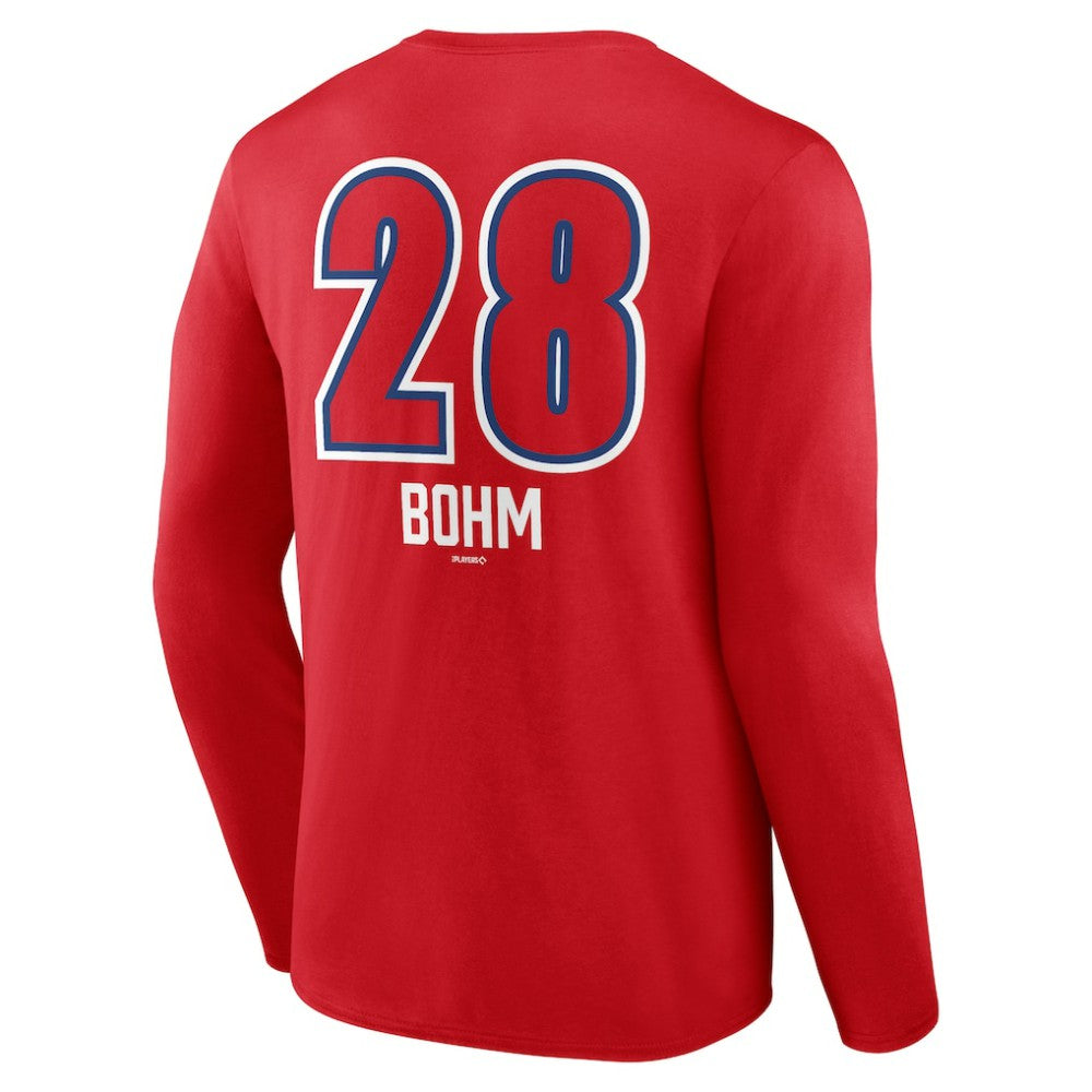 Alec Bohm Philadelphia Phillies Fastball Player Name & Number Long Sleeve T-Shirt - Red - MLB Lifestyle