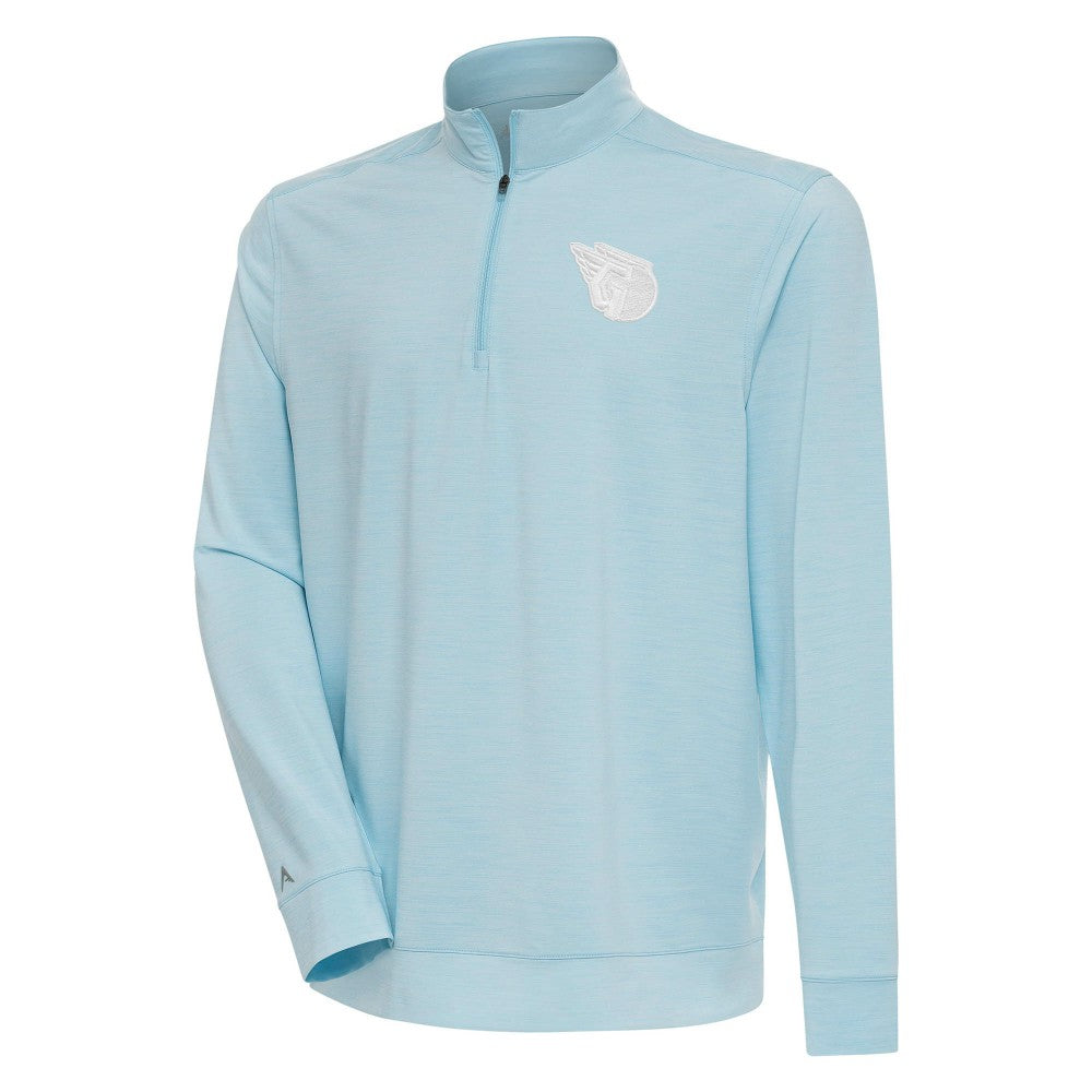 Cleveland Guardians Antigua Bright Quarter-Zip Pullover Top - Powder Blue - MLB Lifestyle