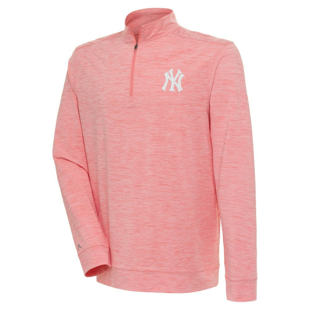 New York Yankees Antigua Bright Quarter-Zip Pullover Top - Coral - MLB Lifestyle