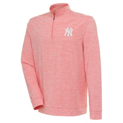 New York Yankees Antigua Bright Quarter-Zip Pullover Top - Coral - MLB Lifestyle