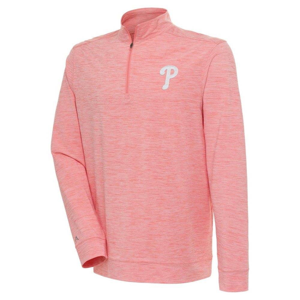 Philadelphia Phillies Antigua Bright Quarter-Zip Pullover Top - Coral - MLB Online