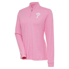 Philadelphia Phillies Antigua Women's Mentor Quarter-Zip Pullover Top - Pink - MLB Discount