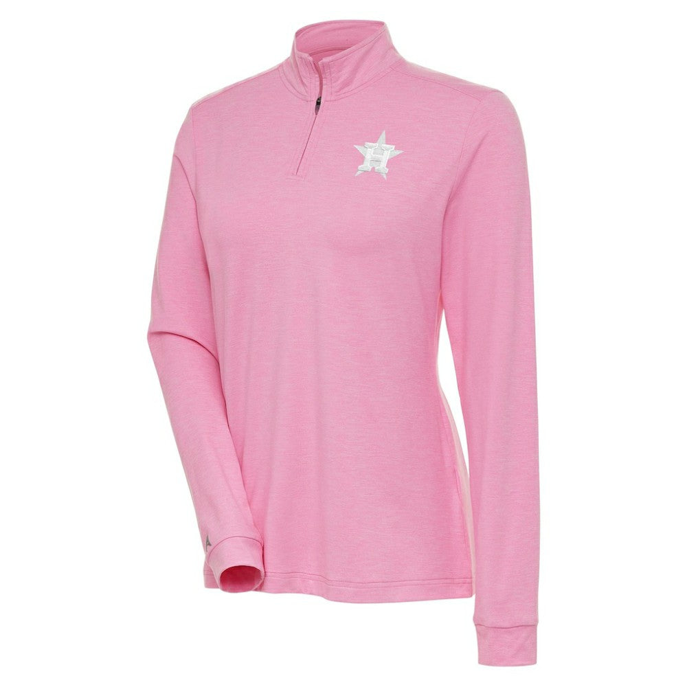 Houston Astros Antigua Women's Mentor Quarter-Zip Pullover Top - Pink - MLB Lifestyle