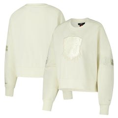 Cleveland Browns Pro Standard Triple Tonal Cropped Fleece Pullover Sweatshirt Cream