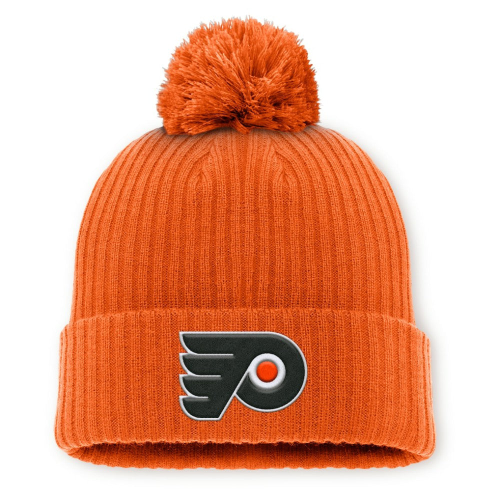 Philadelphia Flyers Fanatics Primary Logo Cuffed Knit Hat with Pom - Orange - NHL 201257828