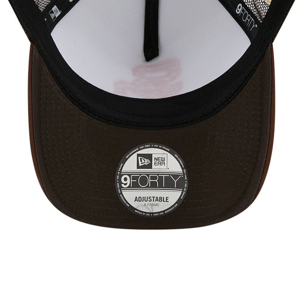 San Diego Padres New Era Checkered Flag A-Frame Trucker 9FORTY Adjustable Hat - White/Brown - New Era Sale