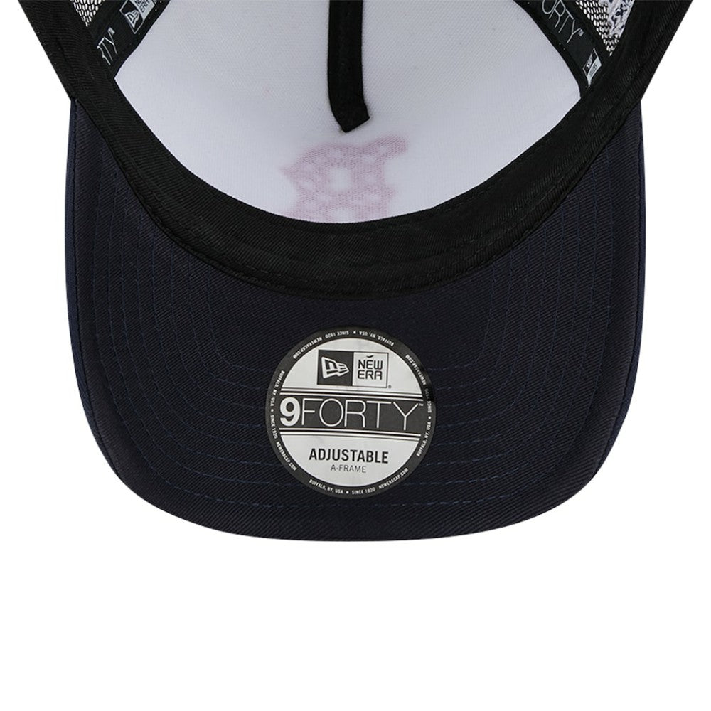 Boston Red Sox New Era Checkered Flag A-Frame Trucker 9FORTY Adjustable Hat - White/Navy - New Era Discount