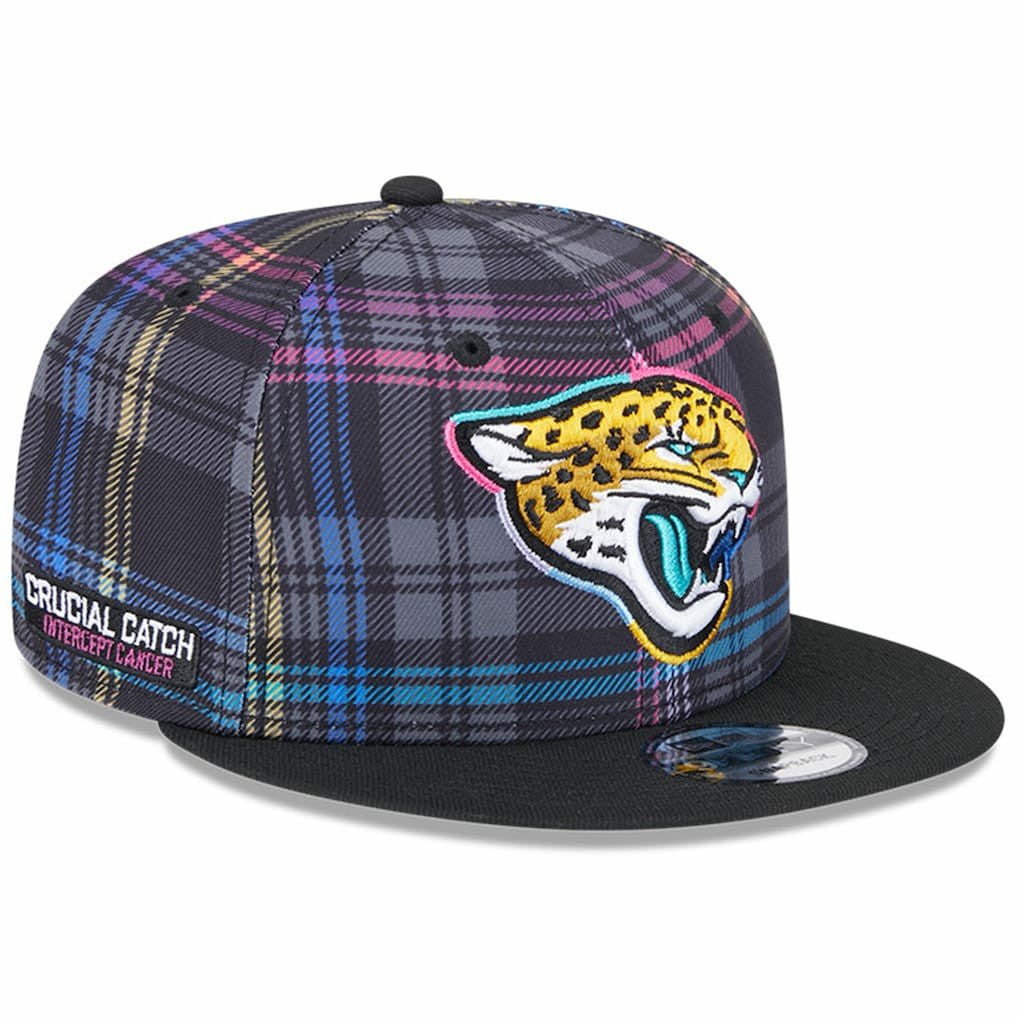Jacksonville Jaguars New Era 2024 NFL Crucial Catch Plaid 9FIFTY Snapback Hat Black