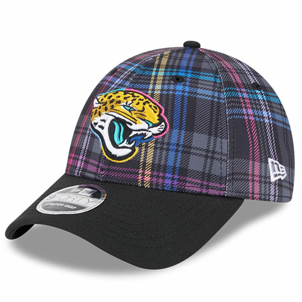 Jacksonville Jaguars New Era 2024 NFL Crucial Catch Plaid 9FORTY Adjustable Hat Black
