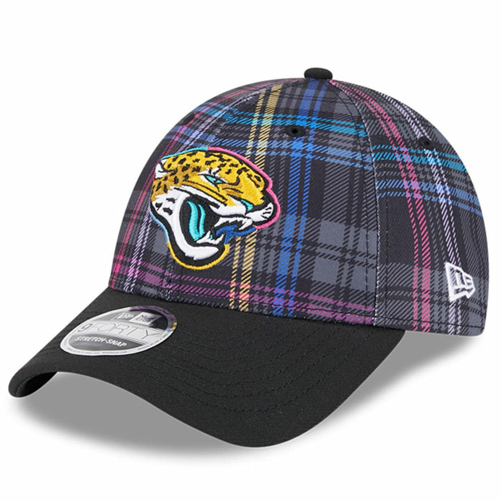 Jacksonville Jaguars New Era 2024 NFL Crucial Catch Plaid 9FORTY Adjustable Hat Black