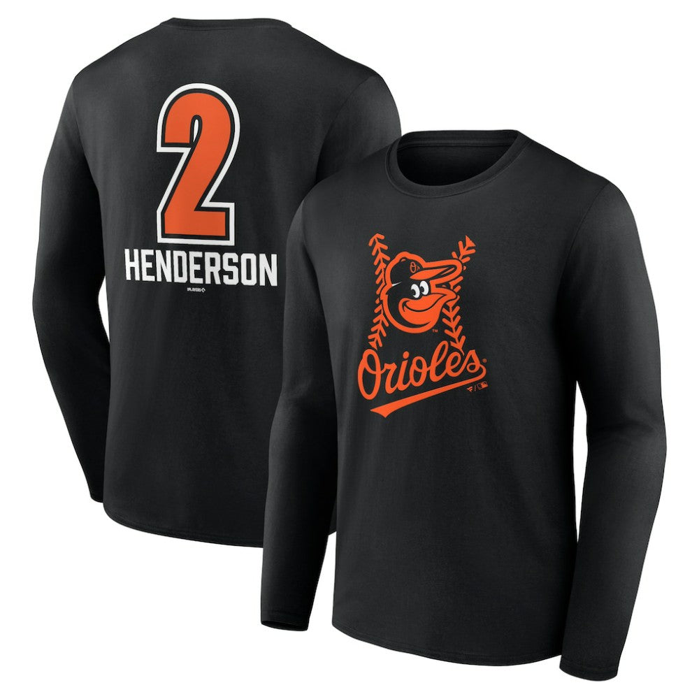 Gunnar Henderson Baltimore Orioles Fastball Player Name & Number Long Sleeve T-Shirt - Black - MLB Lifestyle