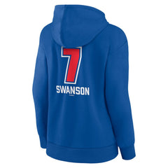 Dansby Swanson Chicago Cubs Women's Fastball Player Name & Number Pullover Hoodie - Royal - MLB Sale