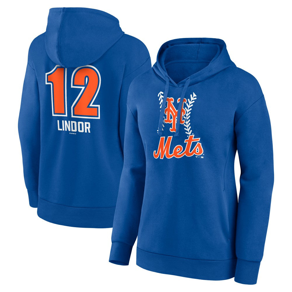 Francisco Lindor New York Mets Women's Fastball Player Name & Number Pullover Hoodie - Royal - MLB Sale