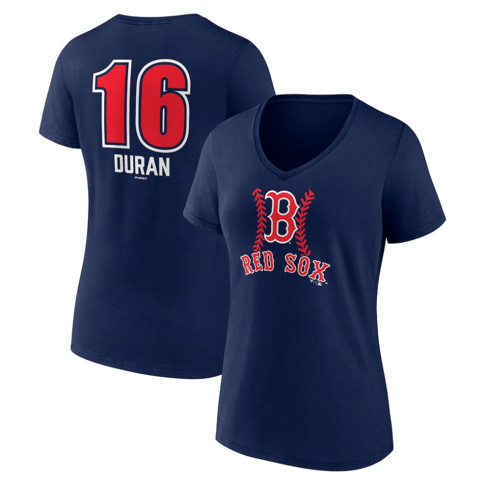 Jarren Duran Boston Red Sox Women's Fastball Player Name & Number V-Neck T-Shirt - Navy - MLB on Sale