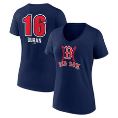 Jarren Duran Boston Red Sox Women's Fastball Player Name & Number V-Neck T-Shirt - Navy - MLB on Sale