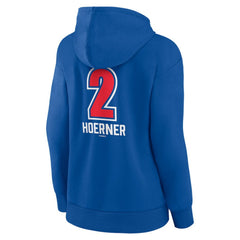Nico Hoerner Chicago Cubs Women's Fastball Player Name & Number Pullover Hoodie - Royal - MLB Lifestyle