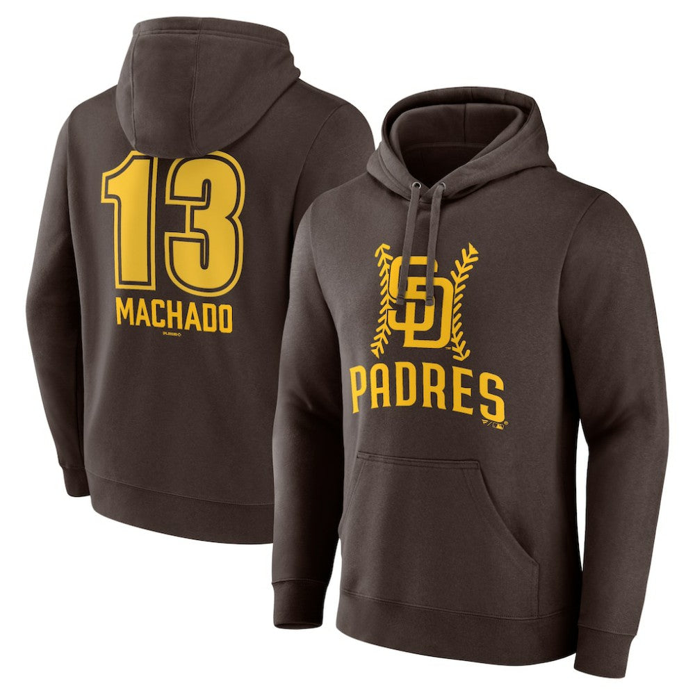 Manny Machado San Diego Padres Fastball Player Name & Number Pullover Hoodie - Brown - MLB Lifestyle
