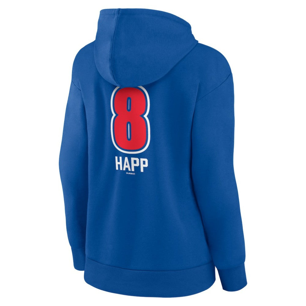 Ian Happ Chicago Cubs Women's Fastball Player Name & Number Pullover Hoodie - Royal - MLB Lifestyle