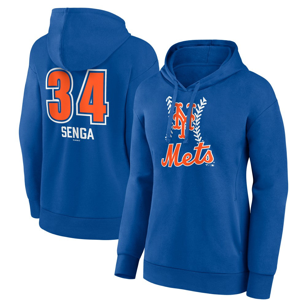 Kodai Senga New York Mets Women's Fastball Player Name & Number Pullover Hoodie - Royal - MLB Lifestyle
